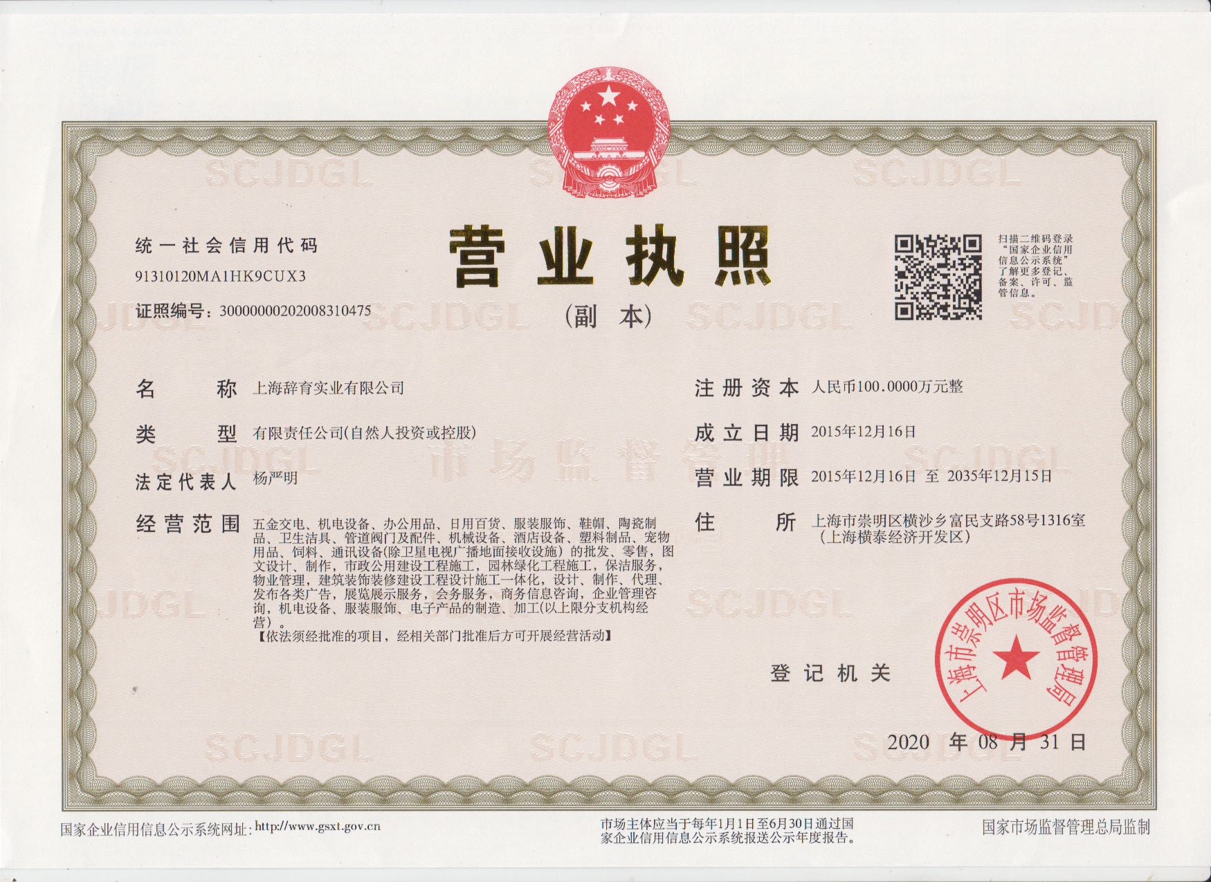 上海辞育实业有限公司